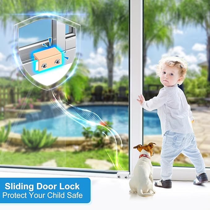 Sliding Window Locks - Adjustable Aluminum Security Locks for Horizontal & Vertical Windows (2 Sets Gold)