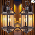 Motion Sensor Outdoor Lights Dusk to Dawn, 19 Inch Enclosed Bottom Anti-Rust Aluminum Oil Rubbed Bronze Porch Lighting Large Exterior Light Fixtures 2 Pack Outdoor Coach Lights for House