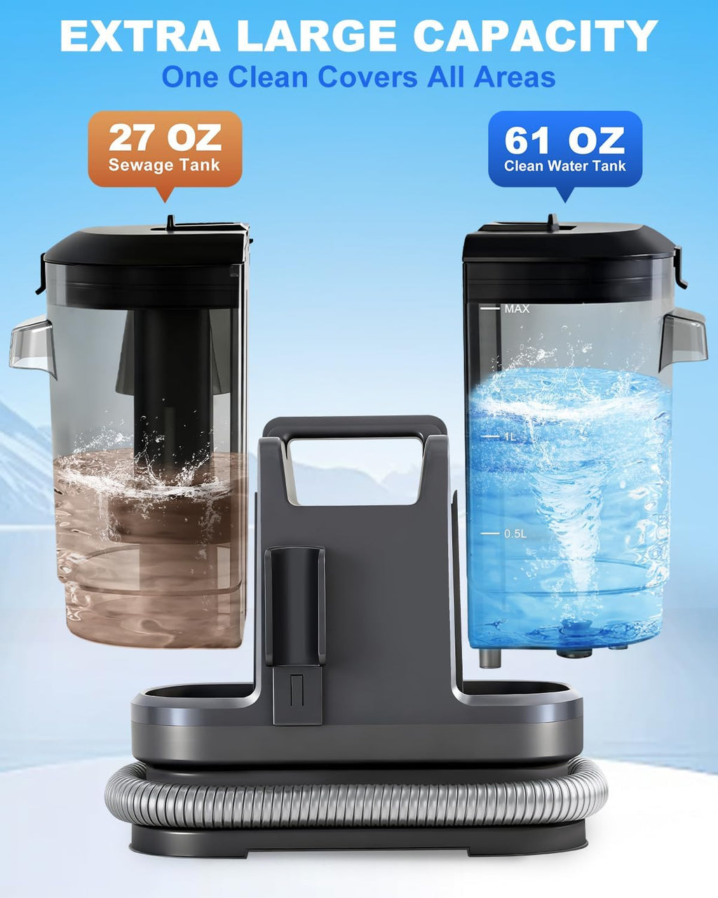 Portable Carpet Cleaner Machine,Carpet & Upholstery Cleaner Machine,15KPA Portable Small carpet Cleaner with Powerful Suction,Handheld Carpet Cleaner with 3 Brushead,portable Carpet cleaner for Pets