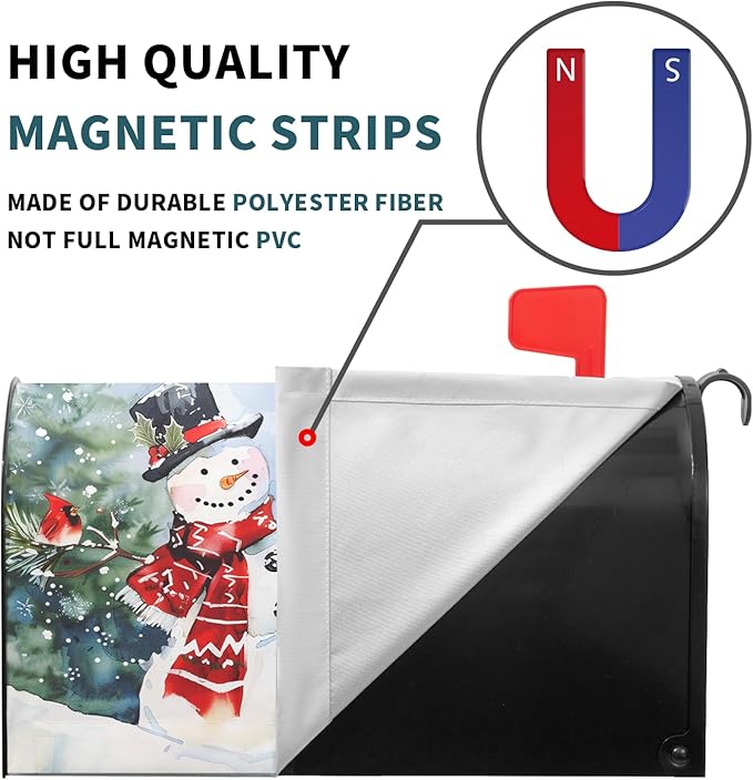 Kawani Winter Magnetic Snowman Trees Snow Mailbox Covers - Standard Size 21x18 Inch - Xmas Holiday Post Letter Box Cover for Garden Yard Decor