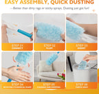 60ct 360° Heavy Duty Duster Refills Kit for Swiffer Duster, 4X Dust Capture Power with Microfiber, Disposable Feather Dusters for Cleaning Ceiling Fan, Cobweb, Car,1 Extended &1 Short Handle