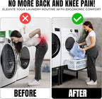 Washer and Dryer Pedestals with Pullout-Shelf - 28" W, 18" H, Black Steel Universal Fit with Major Brands | Laundry Pedestal with Drain Pan & Hose | Washer Stand for Back Pain Relief, 800 lbs Capacity