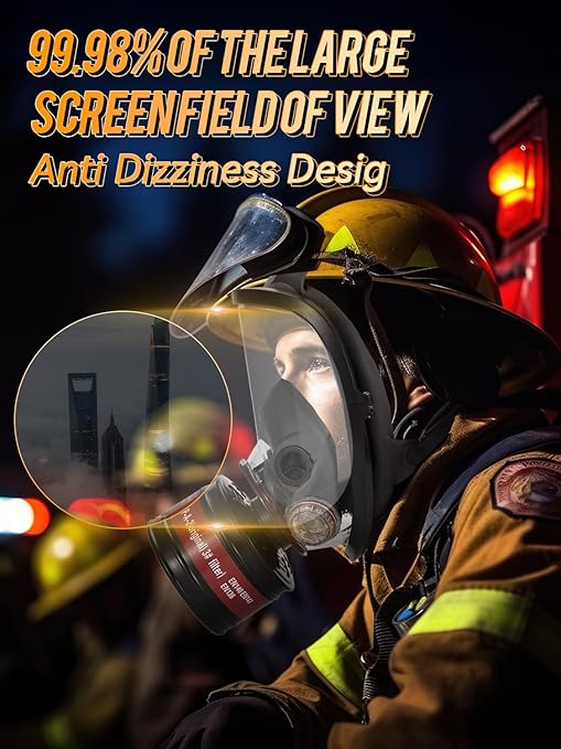 Gas Masks Survival Nuclear and Chemical, Full Face Gas Mask with 40mm Activated Carbon Filter, Reusable Respirator Mask with 6001 Filters for Organic Vapor Spray Painting Dust Welding 6800