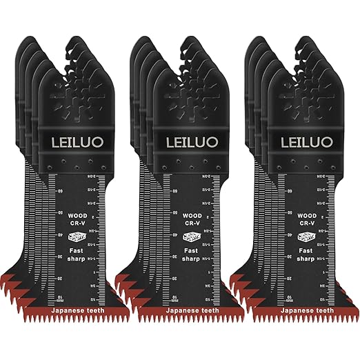 LEILUO 70mm Japanese Teeth Oscillating Saw Blade 15Pcs Extra-Long Multitool Blades Set CRV Material Fast & Clean Wood Cutting Oscillating Tool Accessories Compatible with DeWalt, Makita and More