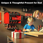 3 layers power tool organizer Loads 150lbs with 4 Cordless Drill Holder and 8 Outlet Power Strip,it’s good choice for husband birthday gift,red