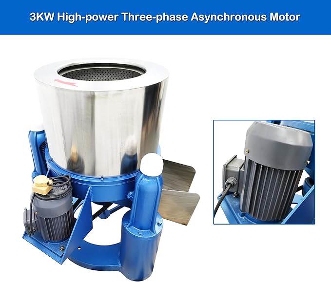 INTSUPERMAI Centrifugal Dewatering Drying Machine 110LB Capacity Industrial Laundry Centrifugal Dryer Commercial Spin Dryer Wool Processing Washing Dry Machine 4HP Three Phase Electricity