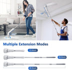 Qimedo Handheld Spin Scrubber with Extended Long Handle, Rechargeable Electric Scrubber for Cleaning, Cordless Power Dish Scrubber with 6 Brushes for Bathtub Grout Tile Floor