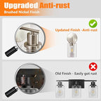 DLLT Wall Sconces Set of Two: Modern Bathroom Vanity Light Fixtures - Nickel Vanity Lights with Clear Glass Shade - Farmhouse Wall Lamp for Bedroom Living Room Mirror Hallway Kitchen