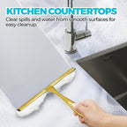 2PACK 10-Inch Golden All-Purpose Shower Squeegee for Shower Doors, Bath Linen Sets, Tile Shower Walls, Bathroom, Window, Glass and Car Windshield, Mirrors and Kitchen-Stainless Steel