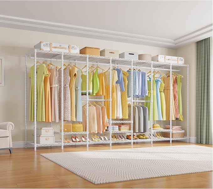 VIPEK V70 Extra Large Clothes Rack Heavy Duty Clothing Rack, Freestanding Wardrobe Metal Closet for Hanging Clothes, Bedroom Organizer and Storage, Max Load 1670lbs, White