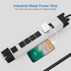 Heavy Duty Surge Protector, 6 Outlet Industrial Power Strip with 15A, Shop Workshop Garden Metal Power Strip with 6FT Cord 1200 Joules ETL Listed.