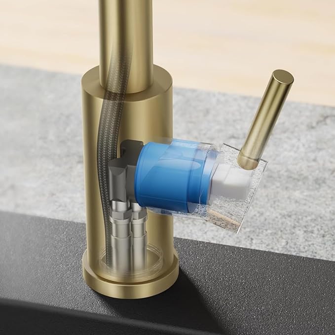 Touch-Less Kitchen Faucet, 3 Modes Pull Down Sprayer, LED Temperature Control,Sensor Activated,Ceramic Valve, 360-Degree Rotation, 1 or 3 Hole Deck Plate. 10-Year Warranty. (KW-79J, Gold)