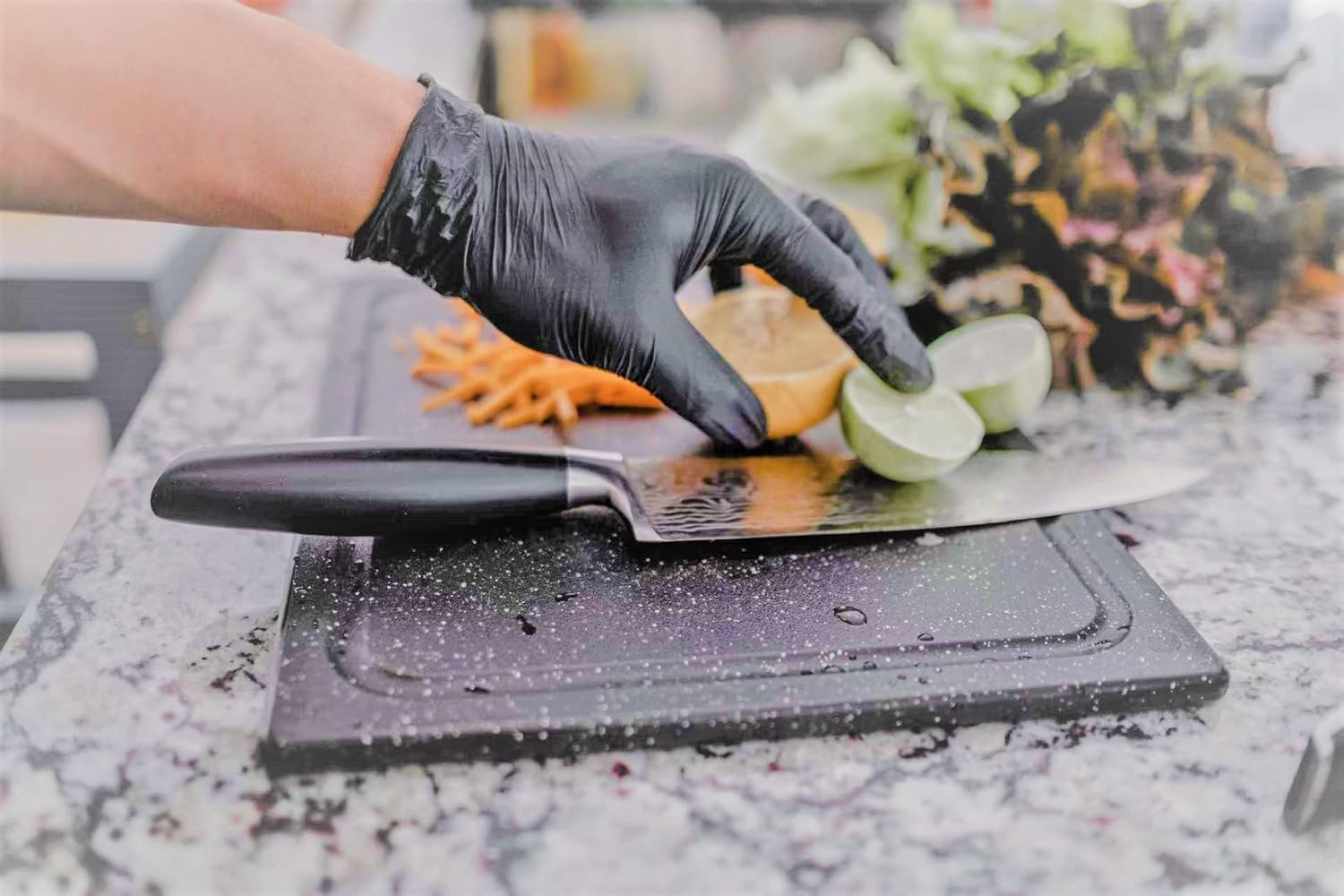 LW Concept - Black Nitrile Examination Gloves - Latex & Powder-Free, Disposable, Strong, Healthcare, Food Handling (Medium)