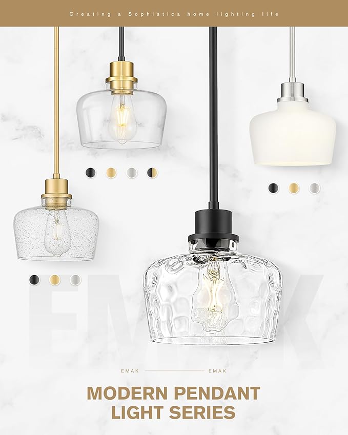 Emak Brushed Nickel Pendant Light Fixtures, Modern Pendant Lights Kitchen Island with Milk Glass Shade, 10 Inch Large Island Lights for Kitchen, Dining Room, Bathroom, PL126-BN-ML