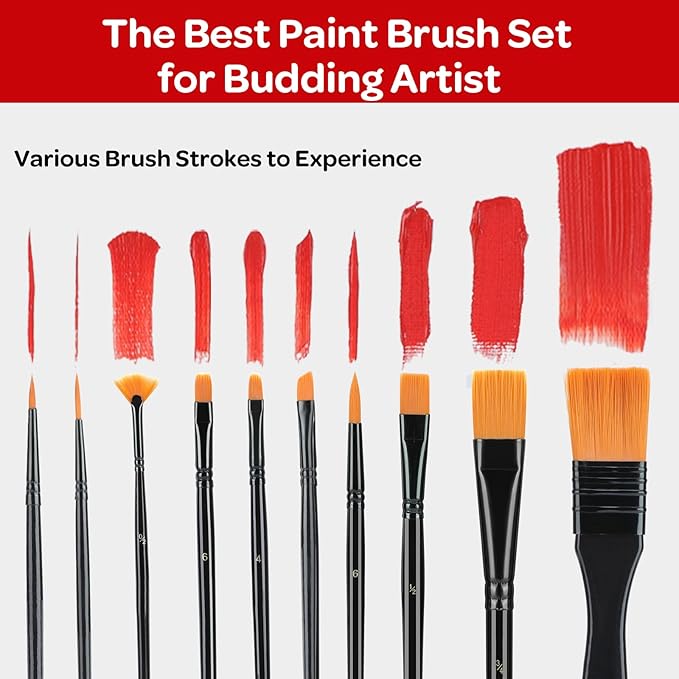 59pcs Acrylic Paint Set - Art Supplies Kit with 24 Non-Toxic Paints, Easel, Brushes, Canvas for Kids, Artists and Beginners, Red