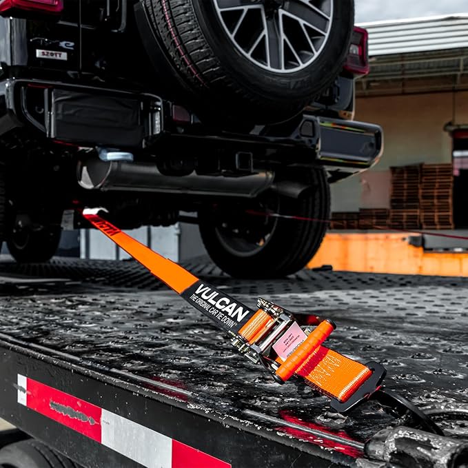 VULCAN Complete Axle Strap Tie Down Kit s - PROSeries - Includes (4) 22 Inch Axle Straps, (4) 36 Inch Axle Straps, and (4) 8' Snap Hook Ratchet Straps