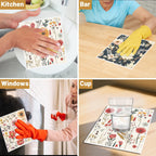 Swedish Dishcloths for Kitchen, 6PCS Vintage Floral Swedish Dish Cloths Gift Set, Flower Reusable Washable Absorbent Dish Towel for Home Cleaning(7.8 X 7 Inches)