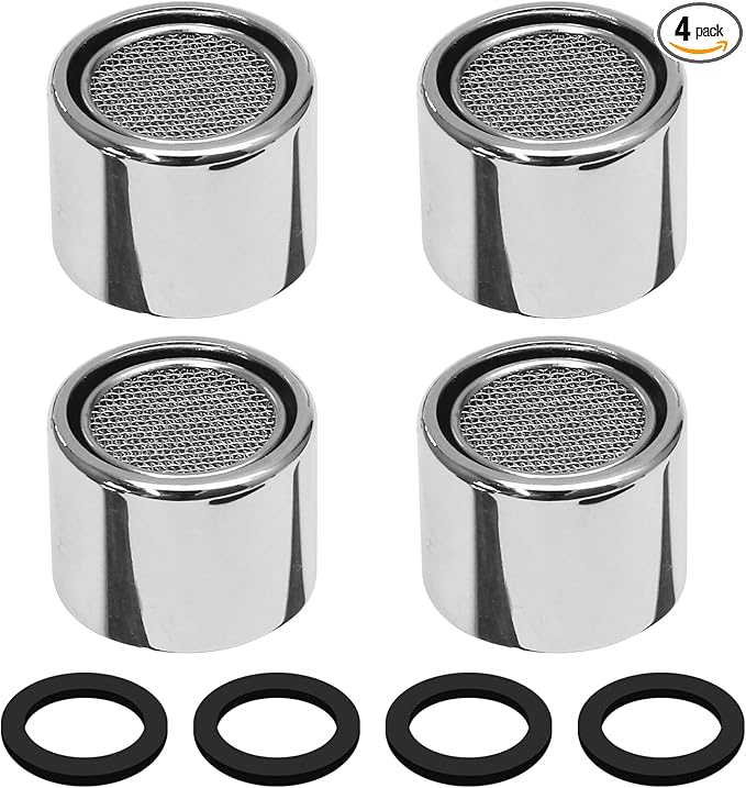 Litoexpe 15/16 Inch Faucet Aerator 4 PCS, Kitchen Sink Aerator Replacement Parts, Sink Faucet Female Thread Faucet Filter with Brass Shell and Gasket for Bathroom