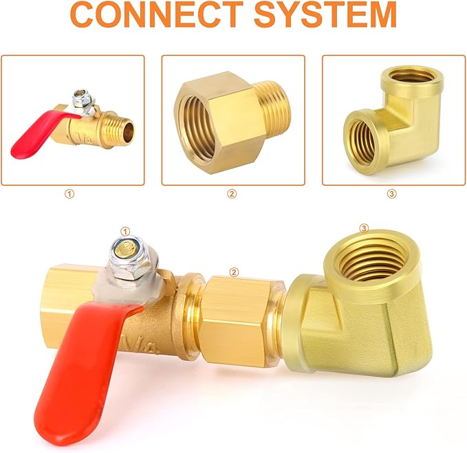 Gasher 8PCS Brass Pipe Fitting Female Elbow 1/8 Inch NPT x 1/4 Inch NPT x 3/8 Inch NPT x 1/2 Inch NPT