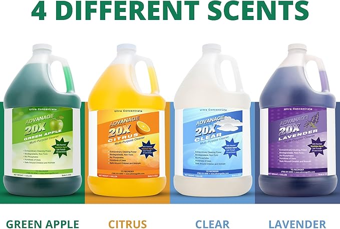 All Purpose Cleaner Concentrate - Advanage 20X The Wonder Cleaner Lavender for All Surfaces Around Bathroom, Kitchen, Oil and Grease, Multi Purpose Cleaner for Household Cleaning Solution | 128 FlOz