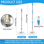 Spin Mop Replacement Handle 360 Degree Spin Mop Pole Handle Replacement Rotating Telescopic Stick for Head Replace Spinning Household Cleaning Accessories for Home(Blue)