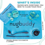 Glass Cleaning Kit - Reusable Silicone Accessories - Complete Kit to Clean your Piece, Just Add Cleaner - Reusable Soaker Bag, Brushes, Mat, Caps & Plugs, Funnel, & Microfiber Towel