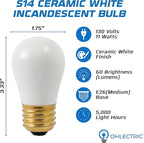 OHLECTRIC Ceramic White Night Light Bulbs (10-Pack) 11W 14 Sign Bulb, Decorative Light Bulbs, E26 Medium Base, Colorful Bulbs, Dimmable, Sign Replacement Lamp for Indoor & Outdoor Use. Avg Hours 5000