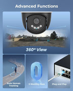 【360°View】 Hiseeu 12MP NVR 12 Pcs PoE PTZ Cameras, 350°Pan 90° Tilt，Auto Human Tracking, Human Vehicle Detect, 2 Way Audio, 7/24 Record&Playback，4TB HDD for Home Surveillance Outdoor Indoor