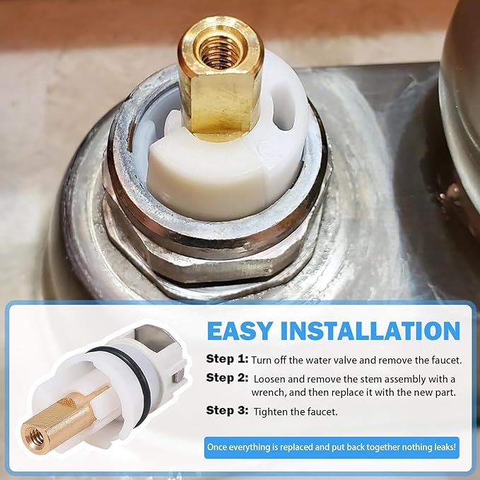 RP25513 Faucet Stem Assembly Compatible with Delta Two Handle Faucet Repair Kit with RP4993 Rubber Seat and Spring, Replacement Stems Cartridges for Delta Bathtub Shower Sink Bathroom Faucet, 2-PACK