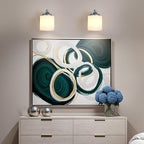 Polished Chrome Milk Glass Wall Sconces, 1 Pack Hardwired Indoor Wall Light Fixtures for Living Room, Hallway, Bedroom, Ceramic E26 Sockets (Bulbs Not Included)