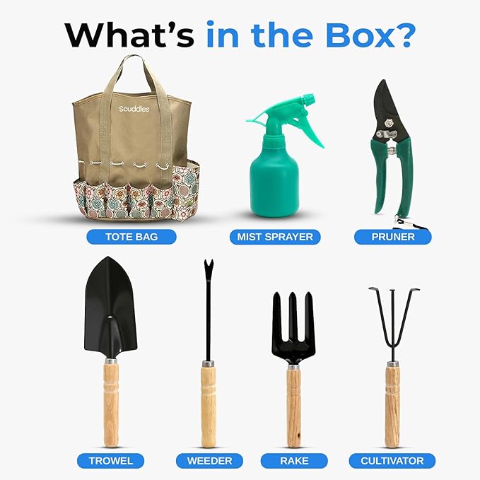 scuddles Gardening Tools for Women Stainless Steel Gardening Tools - Gardening Kit Garden Tools for Women Includes Shovel Trowel Fork Rake Gardening Gloves Perfect Gardening Gifts