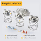 mavcadonf 3-Lights Bathroom Vanity Lights, Bathroom Light Fixtures Over Mirror, Brushed Nickel Vanity Light, Farmhouse Wall Lights with Clear Glass Shade, Bathroom Wall Lamp for Mirror Kitchen Bedroom