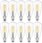 Ralbay ST64 Vintage LED Edison Bulbs 10 Pack, 60W Equivalent, Warm White 2700K, Clear Glass E26 Medium Base
