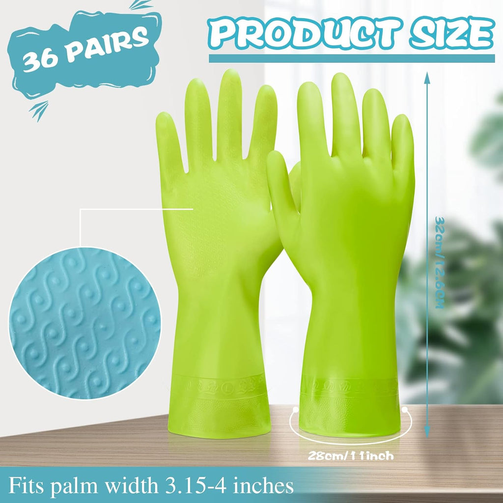 36 Pair Reusable Household Gloves Long Rubber Dishwashing Gloves Kitchen Cleaning for Dishes Clean Gardening
