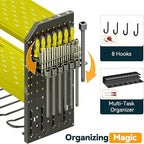 Warome Garage Power Tool Organizer with 8-Outlet Power Strip, Tool Storage Rack Wall Mount with 8 Cordless Drill Holders, Tool Organization Shelf with Charging Station in Green