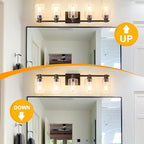 5 Lights Bathroom Lighting Fixtures Over Mirror Oil Rubbed Bronze Bathroom Vanity Light Fixture Farmhouse Vanity Light Vintage for Bedroom Living Room Hallway