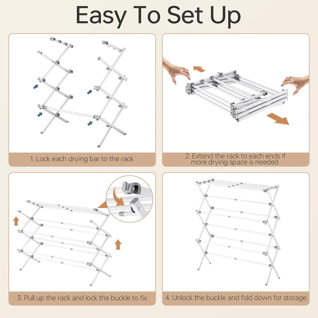 APEXCHASER Drying Rack Clothing, Clothes Drying Rack Foldable, Laundry Drying Rack Expandable, Small Clothe Hanger for Baby Clothes Towels Bibs, Socks, Clothes Airer for Indoor & Outdoor Use, White
