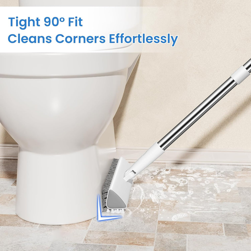 Floor Scrub Brush and Grout Brush with Long Handle–Deck Brushes for Scrubbing Heavy Duty, Stiff Bristles for Outdoor, Patio, Shower, Garage, Tile and Concrete Floor Cleaning 55 inches