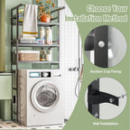 Dryer Storage Shel andf Over The Washer - Adjustable 4-Tier Heavy Duty Laundry Room Organizer, All Carbon Steel Standing Shelf with Hanging Rod, Anti-Tip Design, Super Stable 29.93" L x 11" D x 73" H