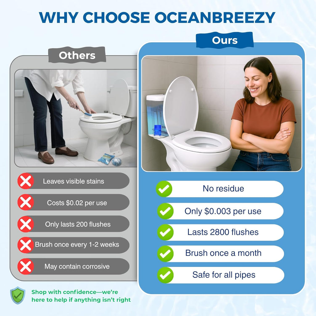 Toilet Bowl Cleaners 3 Bottles | Automatic Long-Lasting Blue Toilet Cleaner Tablets, Septic Safe Toilet Bowl Tablets in Bottles | Larger capacity | Prevent Stain Buil（2800 Flushes Each）