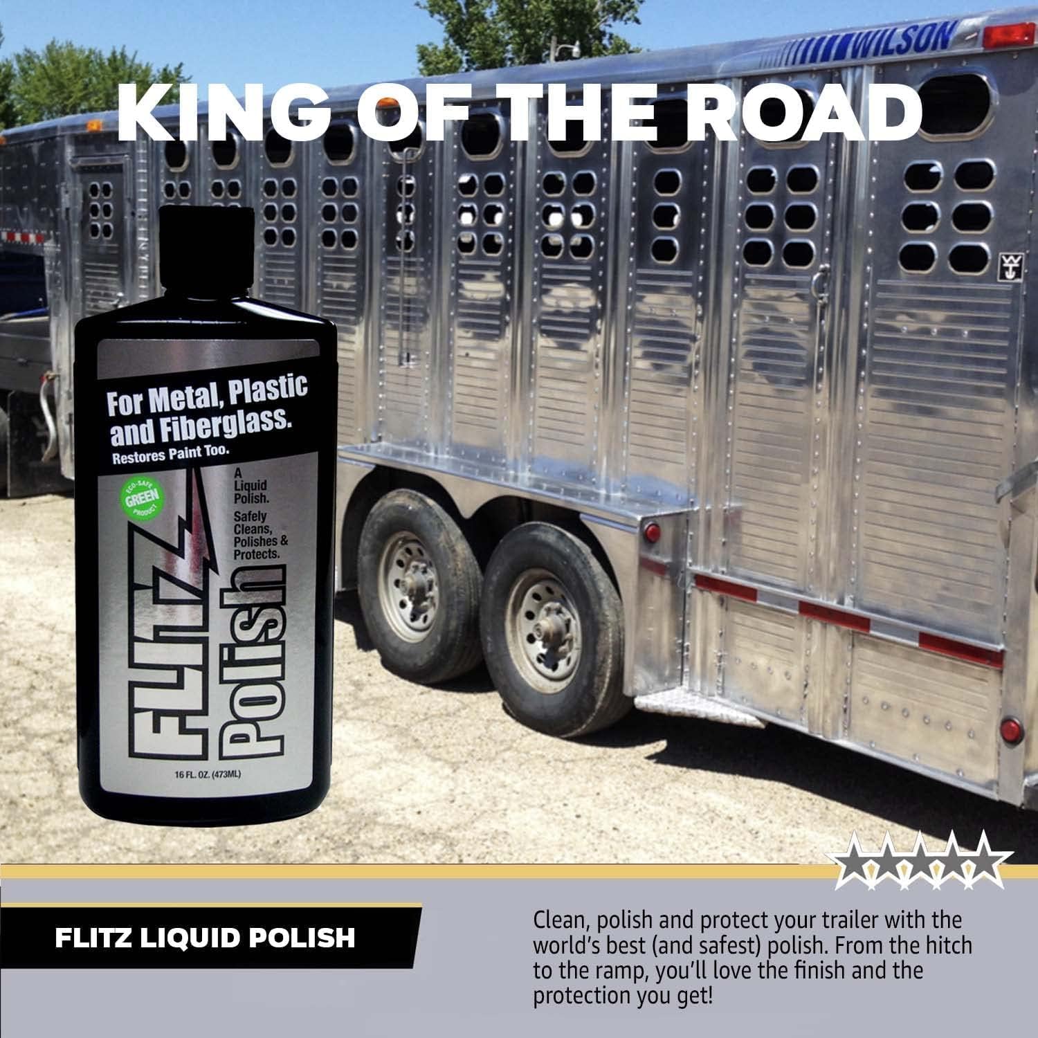 Flitz Multi Purpose Metal Polish Liquid - 16oz Bottle of USA-Made Tarnish Remover - For Aluminum, Chrome, Brass, Nickel, Silver - Non-Abrasive Metal Cleaner and Polish, Restorer (6 Pack)