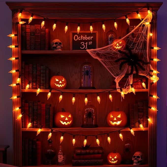 Flickering Flame Light Bulbs 1W, C7 E12 Incandescent (12 Pack), UL Listed 2200K Orange, Candelabra Bulbs for Window Candles, Chandeliers, Halloween Night Lights, C7 String Light Replacement