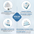 Double-Sided Magnetic Window Cleaner, Adjustable Magnetic Double Window Wiper, Equipment Cleaning Brush Tool, Suitable for 3-30mm Thickness of High-Rise and Automotive Glass Windows (1, Blue)