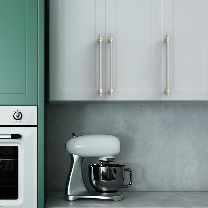 Asidrama 10 Pack 12.6 Inch(320mm) Champagne Bronze and Brushed Satin Nickel Kitchen Cabinet Handles, Cabinet Pulls Kitchen Cabinet Hardware Cupboard Handles Drawer Pulls