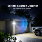 Onforu 65W LED Security Lights Motion Sensor Light Outdoor, 6500LM, 6500K, IP65 Waterproof, Flood Light Outdoor Motion Detector with Adjustable 3 Head, Hardwired Wall Light for Entryway, Yard (Gray)