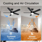 42 inch Black Ceiling Fans with Lights and Remote Control, LED Ceiling Fan Dimmable 3 CCT 6-Speed, Noiseless Modern Ceiling Fan for Bedroom, Living Room, Dining Room, ETL Listed