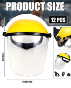 12 Pack Safety Face Shield for Grinding and Cutting, Full Impact Resistant Face Shield Mask for Work Chemical Woodworking (Yellow)