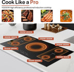 Empava 36 Inch Electric Induction Cooktop 5 Burners, Flat Glass Top Stove with Bridge Function, Timer, Pause, Child Lock, Booster, Slider Level Control, Shutdown, Auto Pan Detection, Black