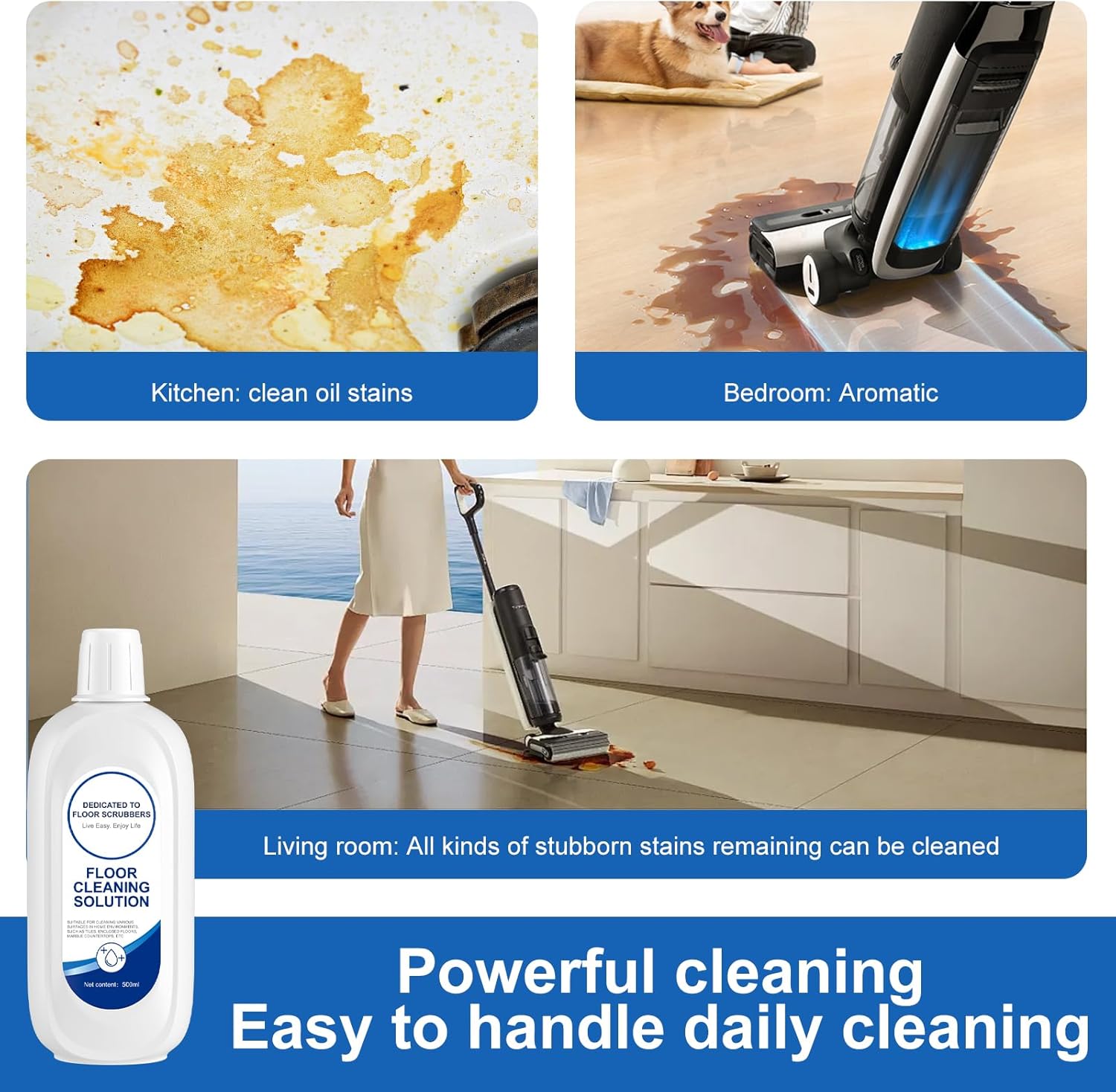 Floor Cleaning Solution Compatible With Tineco, Deep Cleans for Multiple Hard Floors, Suitable With All Robot Vacuums with Mopping and Cordless Wet/Dry Vacuum Mop Cleaner (Original 2 Bottle)