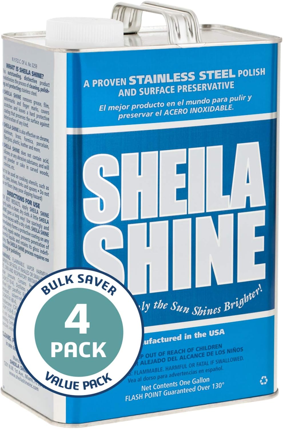 Sheila Shine 4 Gal Stainless Steel Cleaner & Polish | 4 x 1 Gal Cans per Carton | Residue & Streak Free | Made in USA